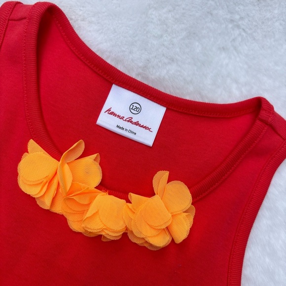 Hanna Andersson | girls red and orange layered tiered sleeveless dress - Picture 3 of 4